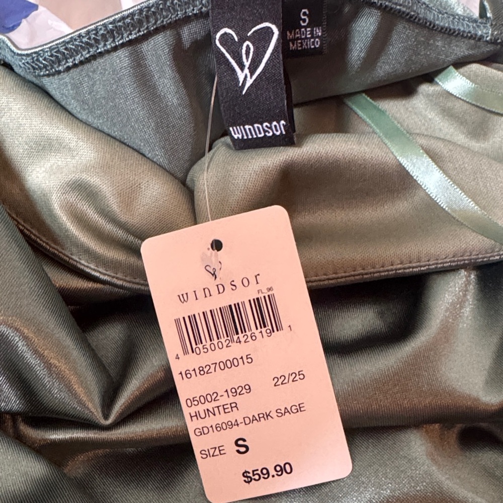 Windsor Hunter Satin Maxi Dress Size Small - Dark Sage Green - Picture 6 of 6